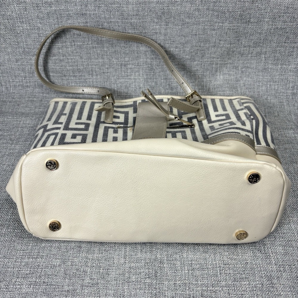 Spartina 449 De Renne Daufuskie Turn Key Classic Natural Linen Leather Tote - Picture 11 of 14